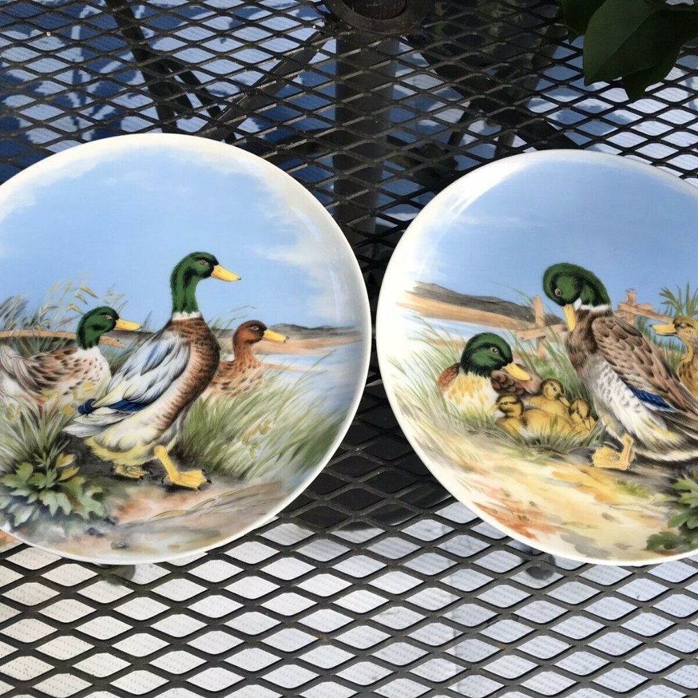 Pair Of 2 Two Vintage 7 3/4” Mallard Duck Plates - Picture 3 of 7